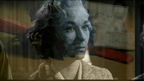 Portrait au bouquet de violettes - photogramme